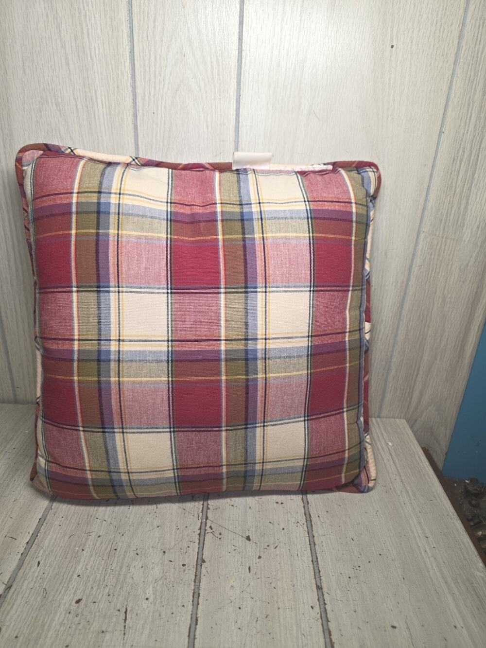 Longaberger PAPRIKA PLAID Pillow Red White Couch Decor Boho Cottagecore